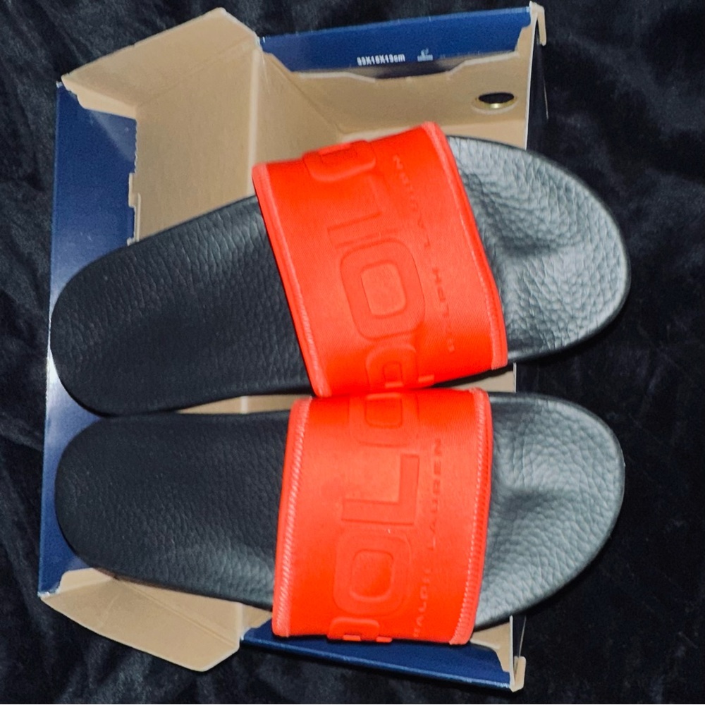 Polo by Ralph Lauren Black and Red Slides